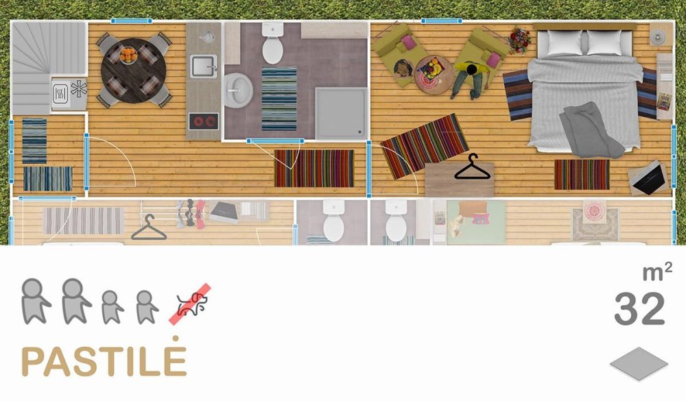 Double-room apartment on the 1st floor (2+2) - Pastilė