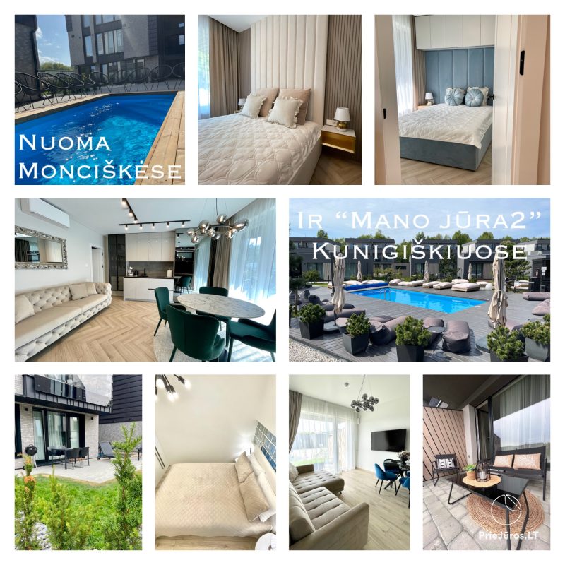 Apartments for rent in Mano Jura 2 complex in Kunigiskiai and in Ciki Puki Monciskes complex in Monciskes
