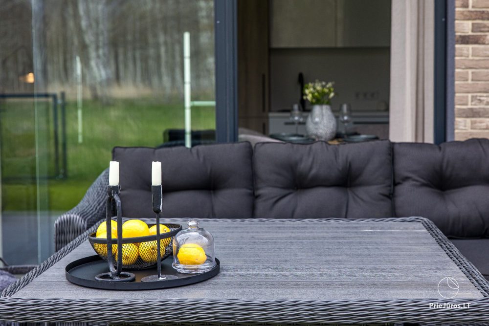 Fabula home - Monciškės - 2-bedroom, spacious cottage with a terrace for four, in the new J7 Beržas complex with pools, saunas, and barbecue
