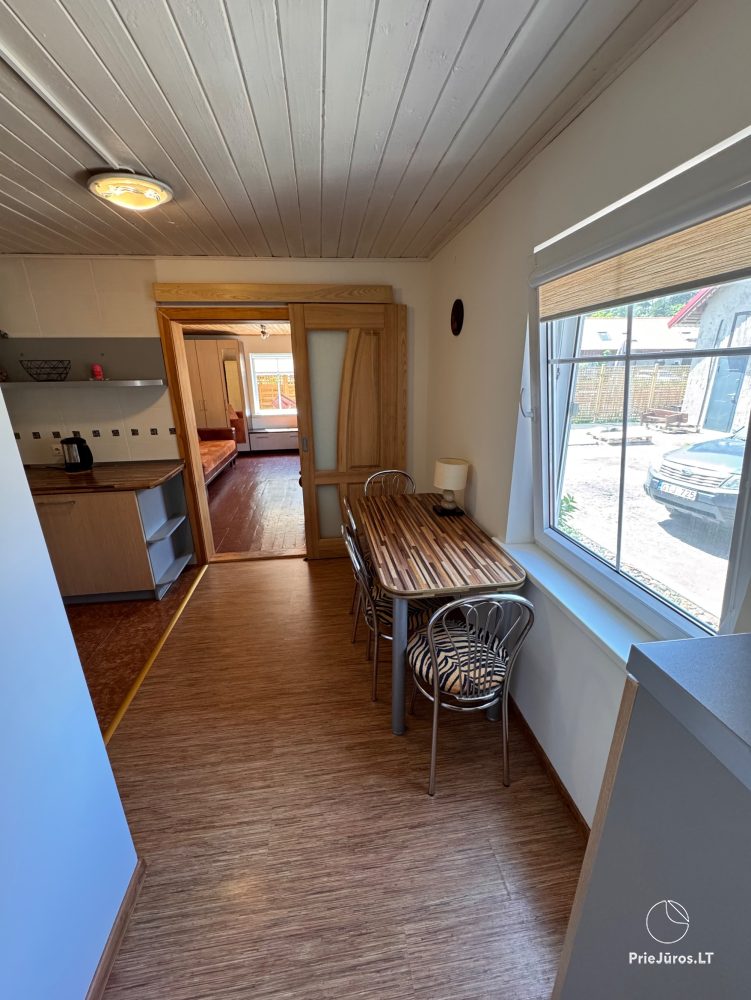 Studio apartment in Nida: on the ground floor, overlooking the lagoon, an arbor with garden furniture in the yard