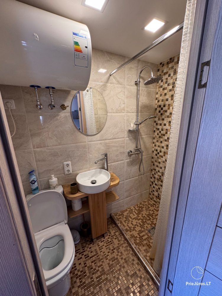 Studio apartment in Nida: on the ground floor, overlooking the lagoon, an arbor with garden furniture in the yard