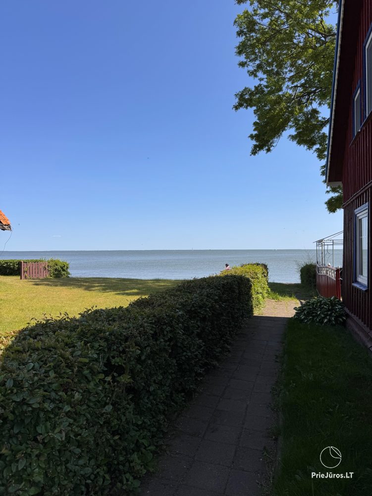 Studio apartment in Nida: on the ground floor, overlooking the lagoon, an arbor with garden furniture in the yard