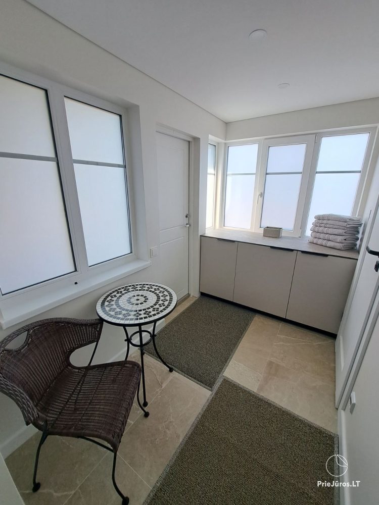 Stylish apartment with a private yard and a cozy house overlooking the lagoon for rent in Preila