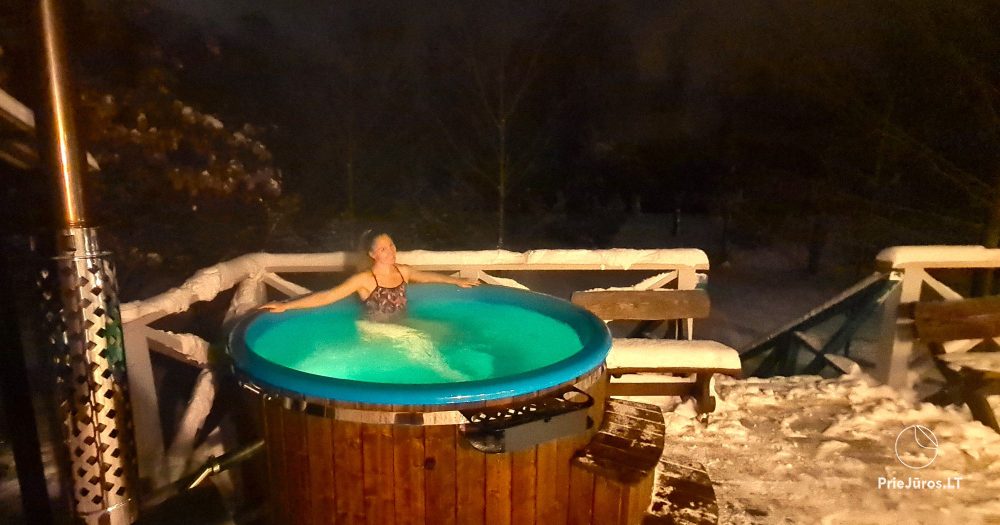 Bathhouse with hall, heated swimming-pool, rooms for stay in homestead near Klaipeda region "Zupe"