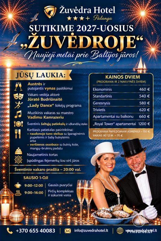 New Year's Eve 2027 at the hotel “Palangos žuvėdra” by the Baltic Sea!